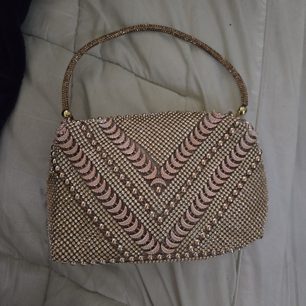 Women Elegant Rhinestone Decorated Handbag, Party Event Clutch, Evening Bag